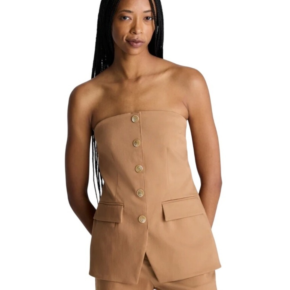 Kenneth‎ Cole Strapless Vest XXL Tan Quiet Luxury Office Siren Capsule